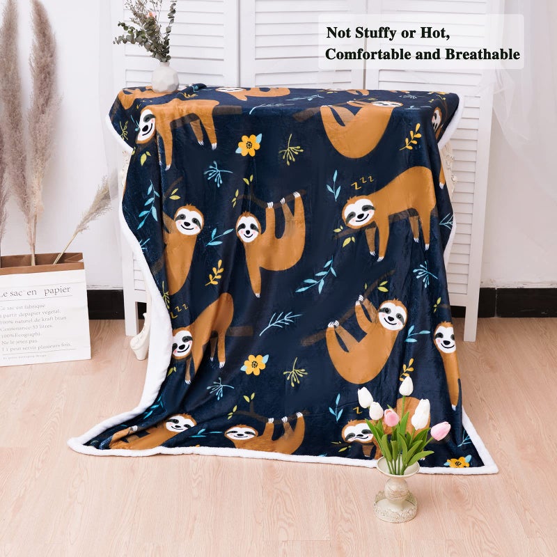 Blytheyes Sloth Blanket Throw Blanket Flannel Blanket Cute Kids Blanket Bed Blanket Super Soft Flannel Sofa Blanket Sloth Blanket for Office  Bedroom  Travel  All Seasons 50 * 60inch - Image 2